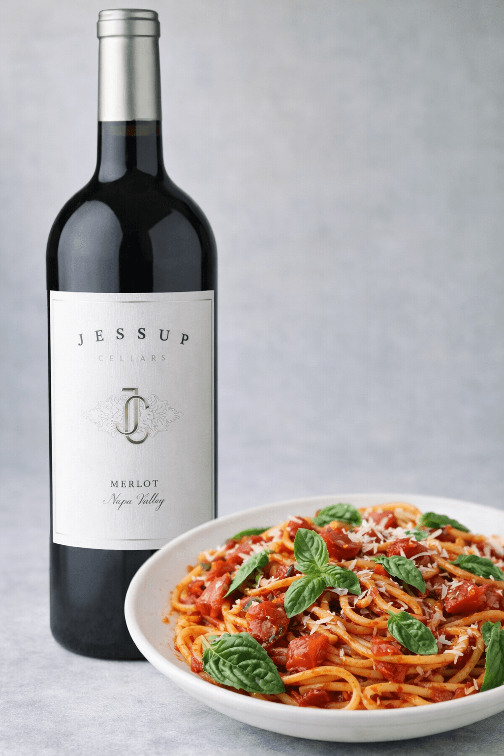 Jessup Cellars Merlot with a pasta plate